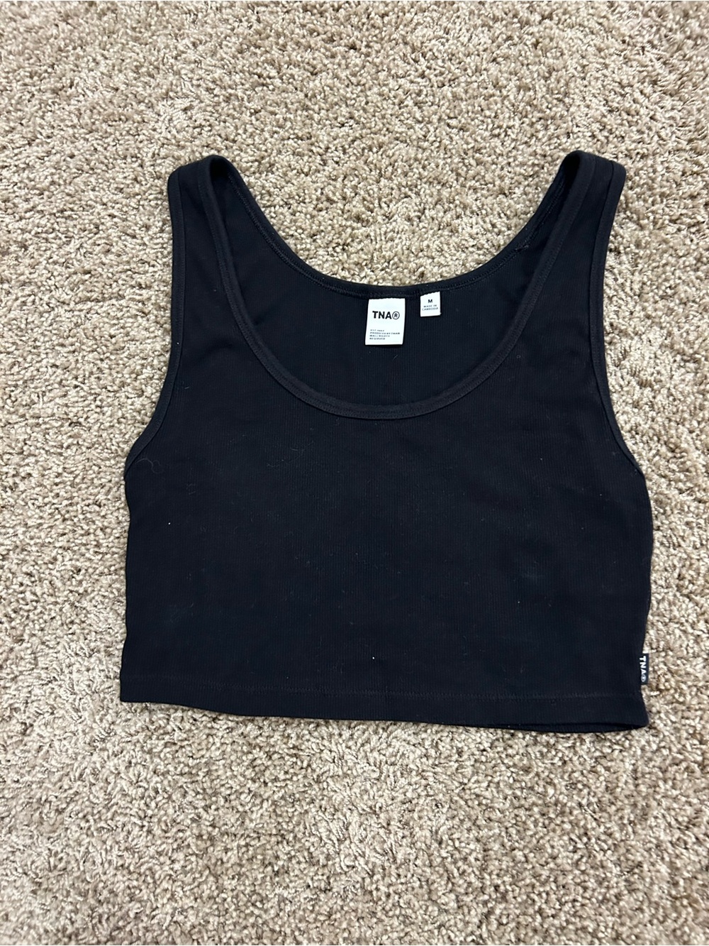 TNA Black Ribbed Crop Tank
